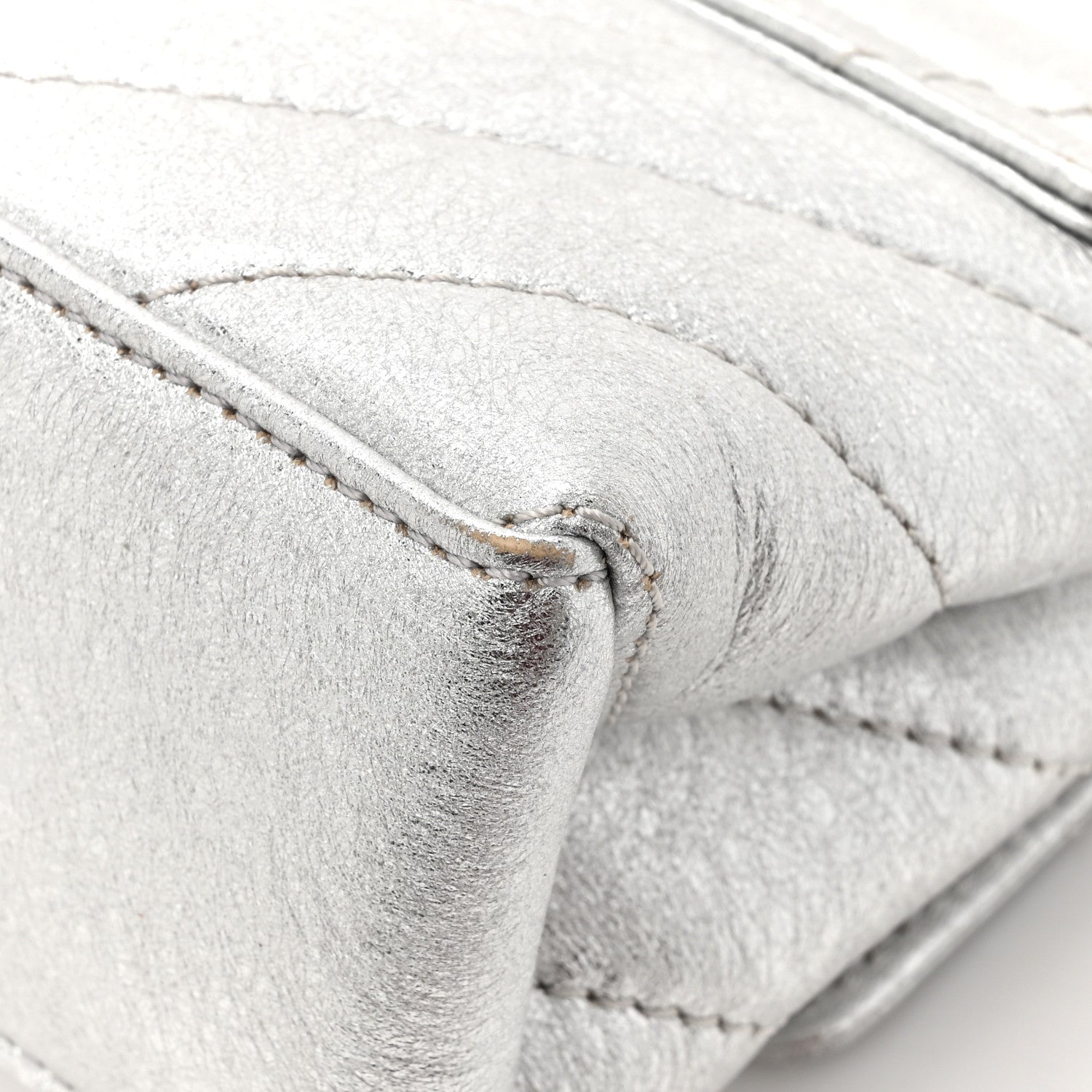 Off-White Metallic Calfskin Diagonal Quilted Jackhammer 17 Shoulder Bag Silver 11 of 13