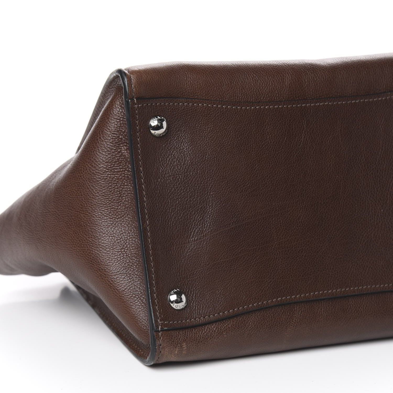 Prada Glace Calfskin Small Twin Pocket Tote Bruciato 8 of 10