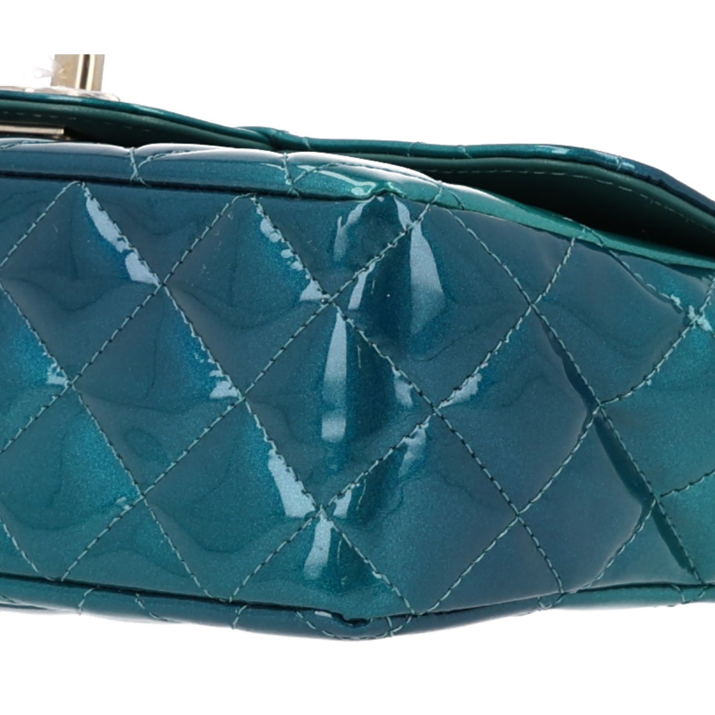 Shaded Patent Calfskin Quilted Mini Rectangular Flap Green Blue