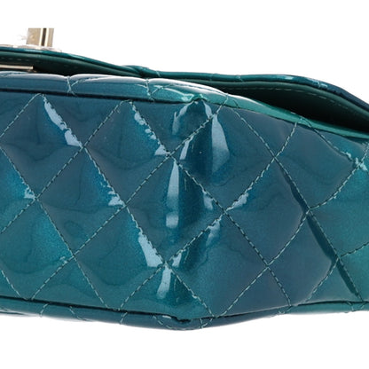 Chanel Shaded Patent Calfskin Quilted Mini Rectangular Flap Green Blue 3 of 11