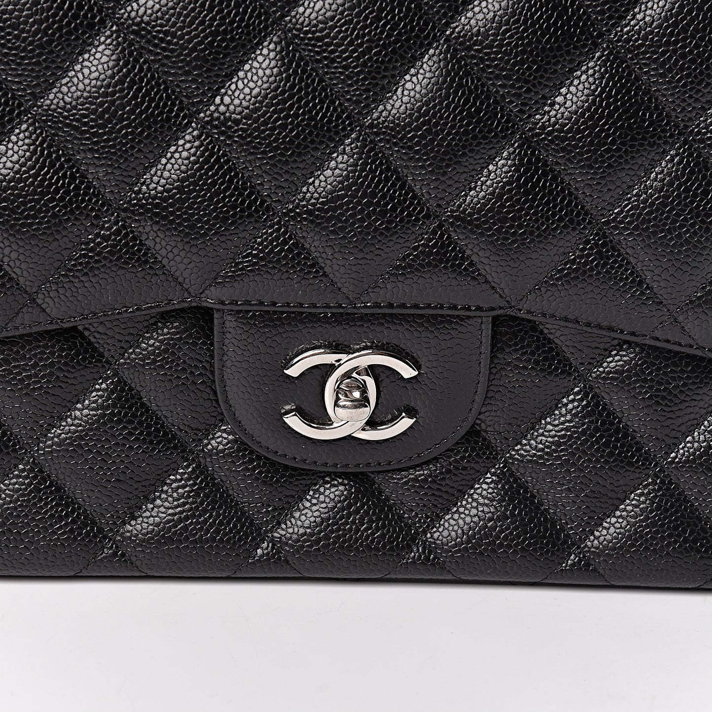 Caviar Quilted Jumbo Double Flap Black