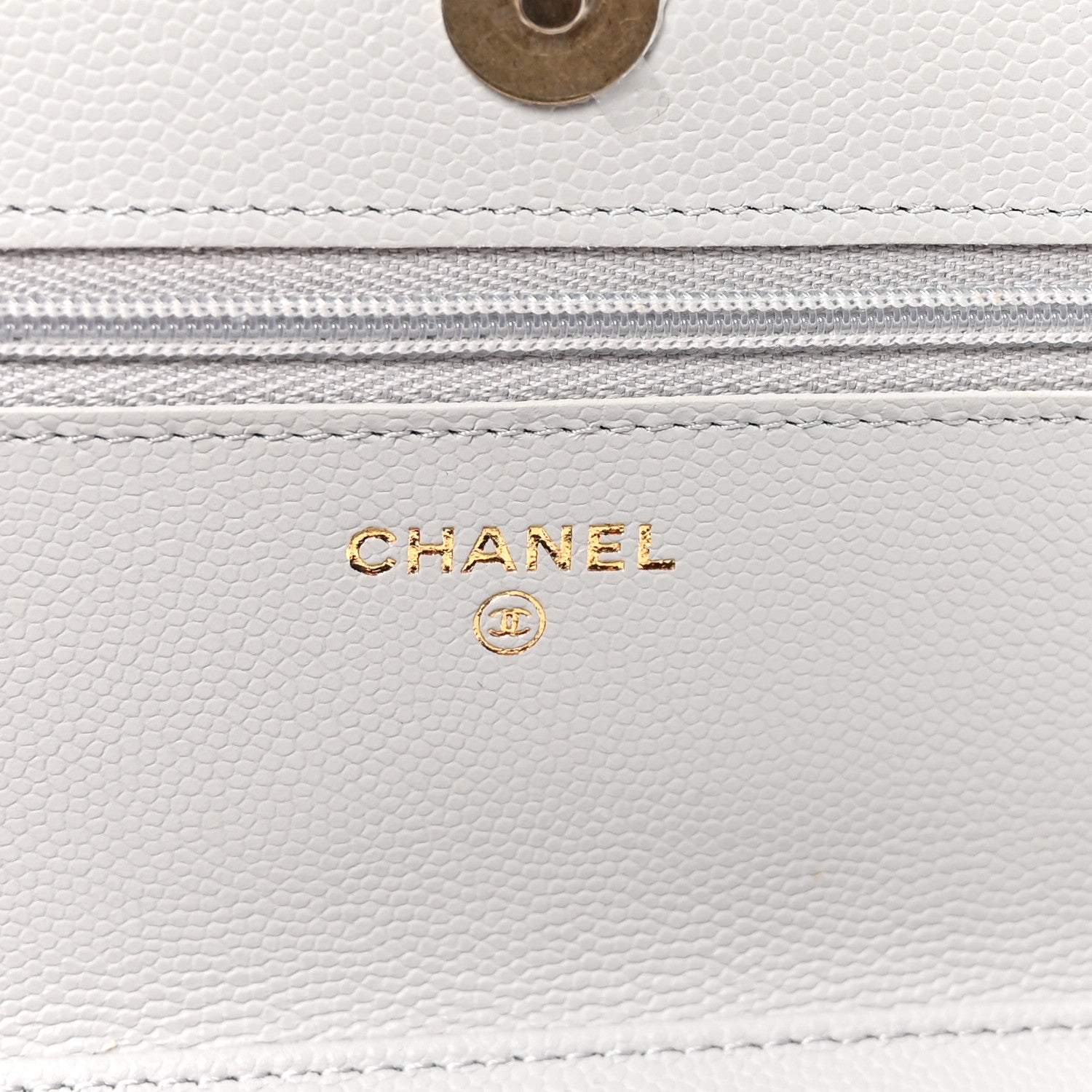 Chanel Caviar Quilted Textured CC Wallet on Chain WOC Grey 6 of 12