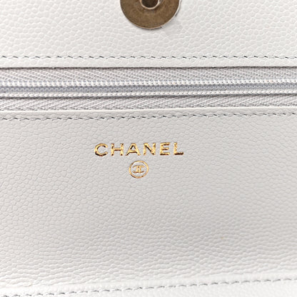 Chanel Caviar Quilted Textured CC Wallet on Chain WOC Grey 6 of 12