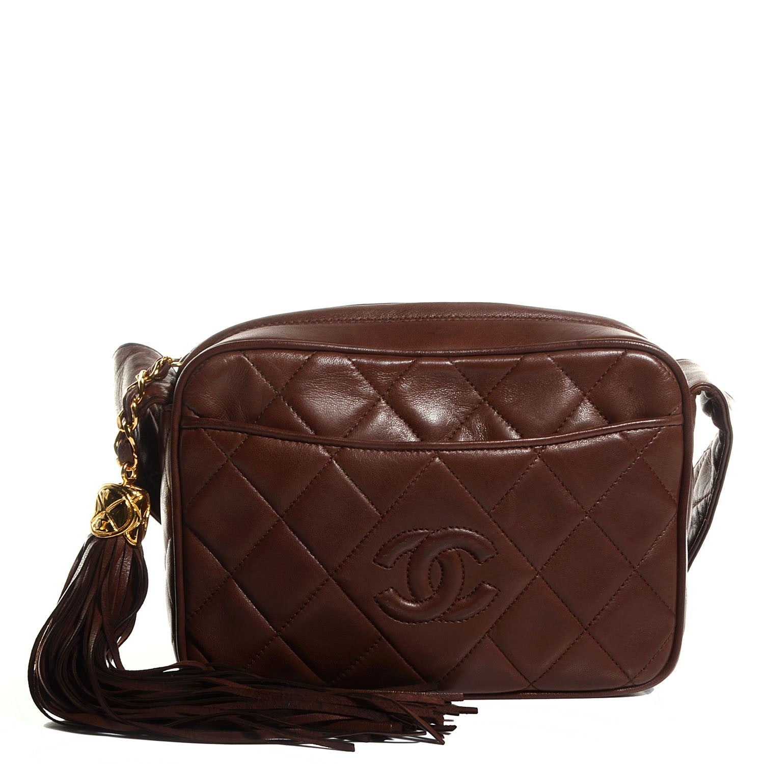 Chanel Quilted Lambskin Tassel Camera Case Brown 1 of 8