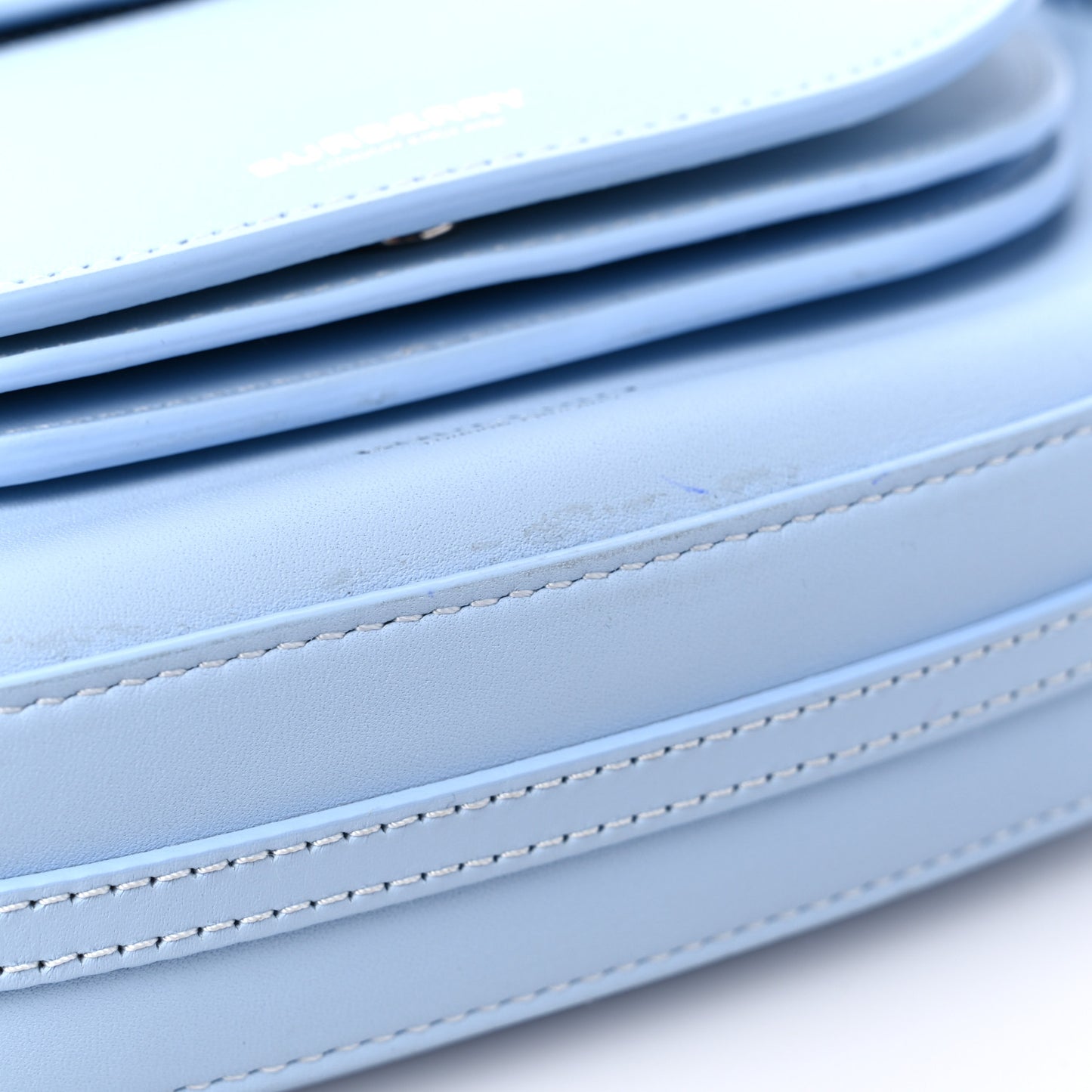 Smooth Calfskin Mini Double Olympia Pale Blue