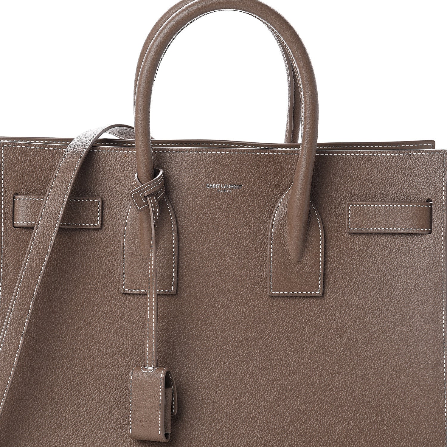 Saint Laurent Grained Calfskin Small Sac De Jour Taupe 6 of 8
