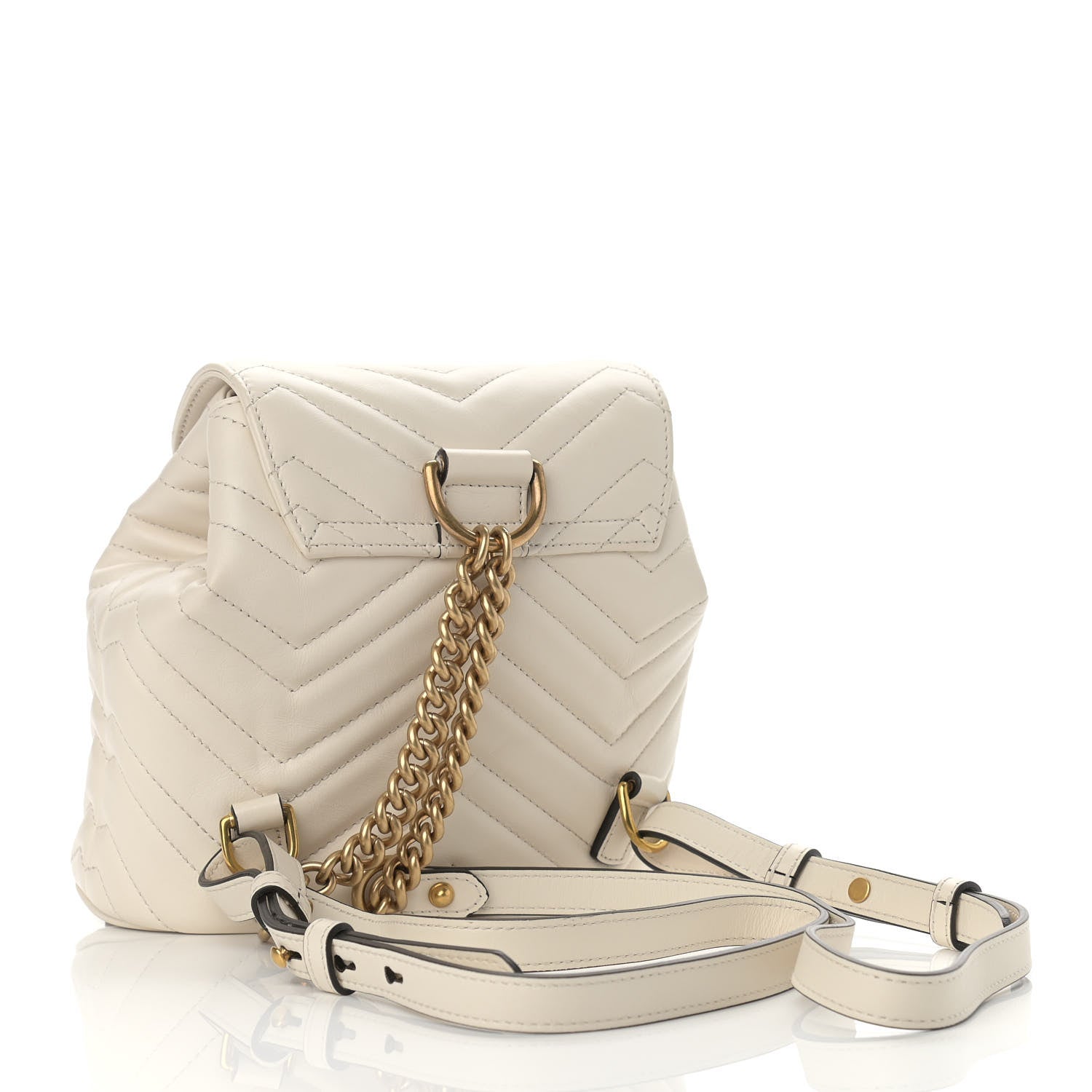 Gucci Calfskin Matelasse GG Marmont Flap Backpack White 3 of 10