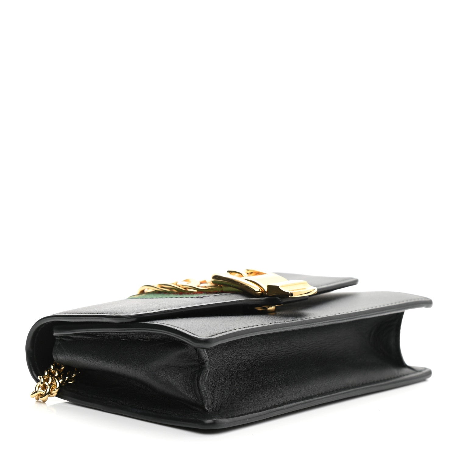 Gucci Calfskin Super Mini Sylvie Chain Shoulder Bag Black 4 of 10