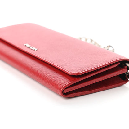 Prada Saffiano Bi-Color Wallet on Chain Fuoco Black 7 of 11