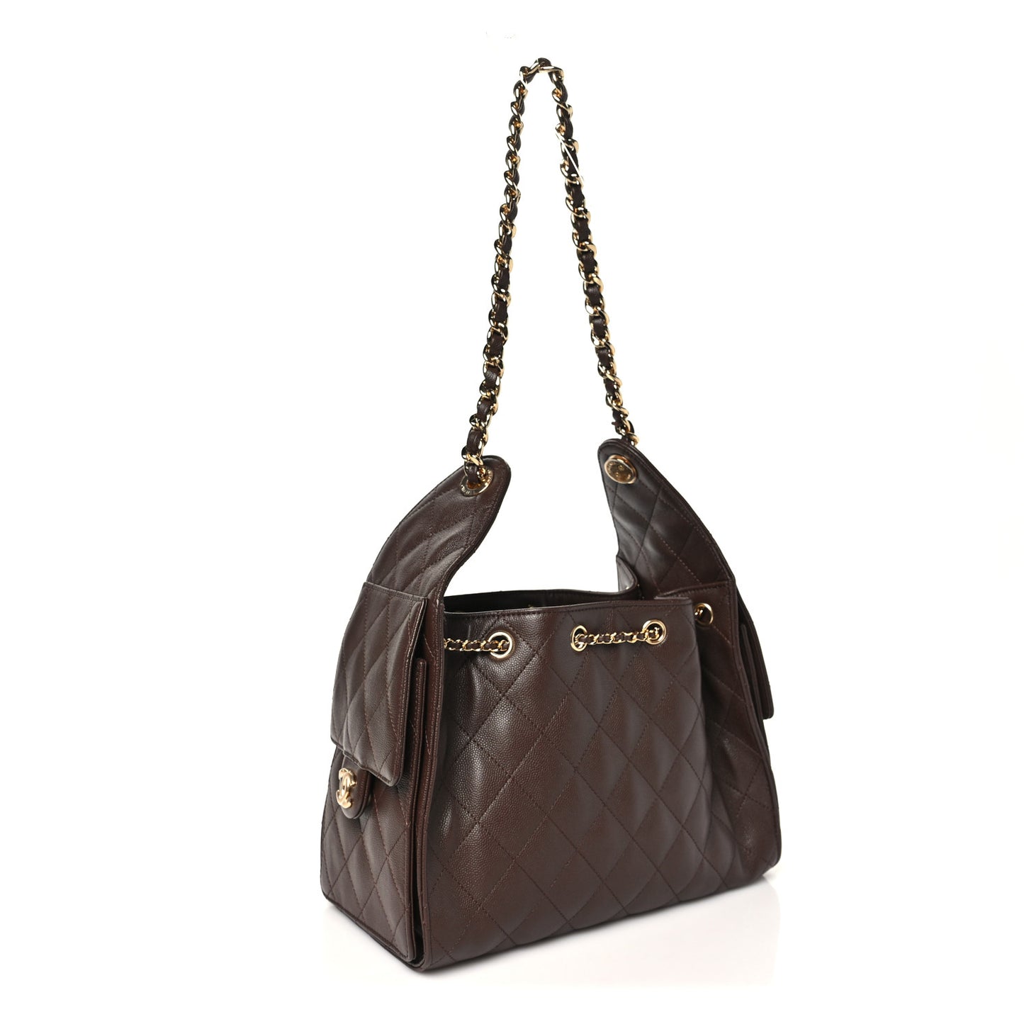 Caviar Quilted Small Chanel 25 Handbag Dark Brown