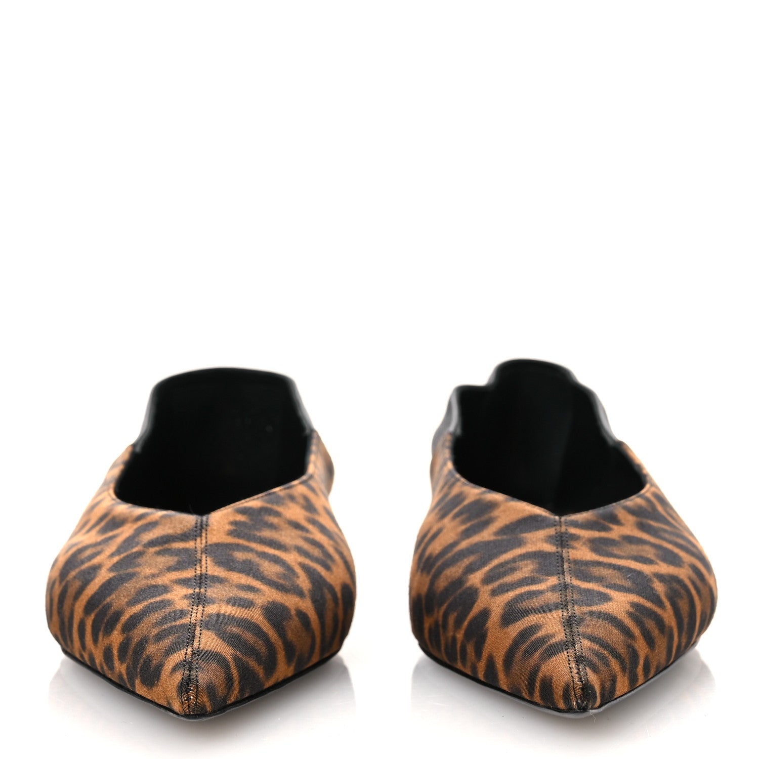 Saint Laurent Grosgrain Lambskin Leopard Print Nour Flat Slippers 38 Manto Naturale Black 3 of 11
