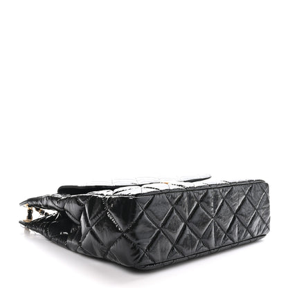 Chanel Shiny Crumpled Calfskin Quilted Large Wavy CC Hobo Black 4 of 10
