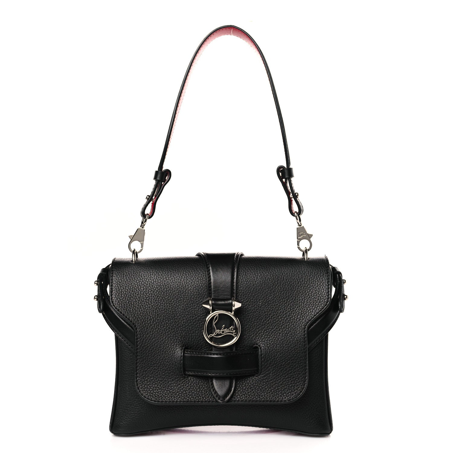 Christian Louboutin Pebbled Calfskin Small Rubylou Shoulder Bag Black 1 of 8