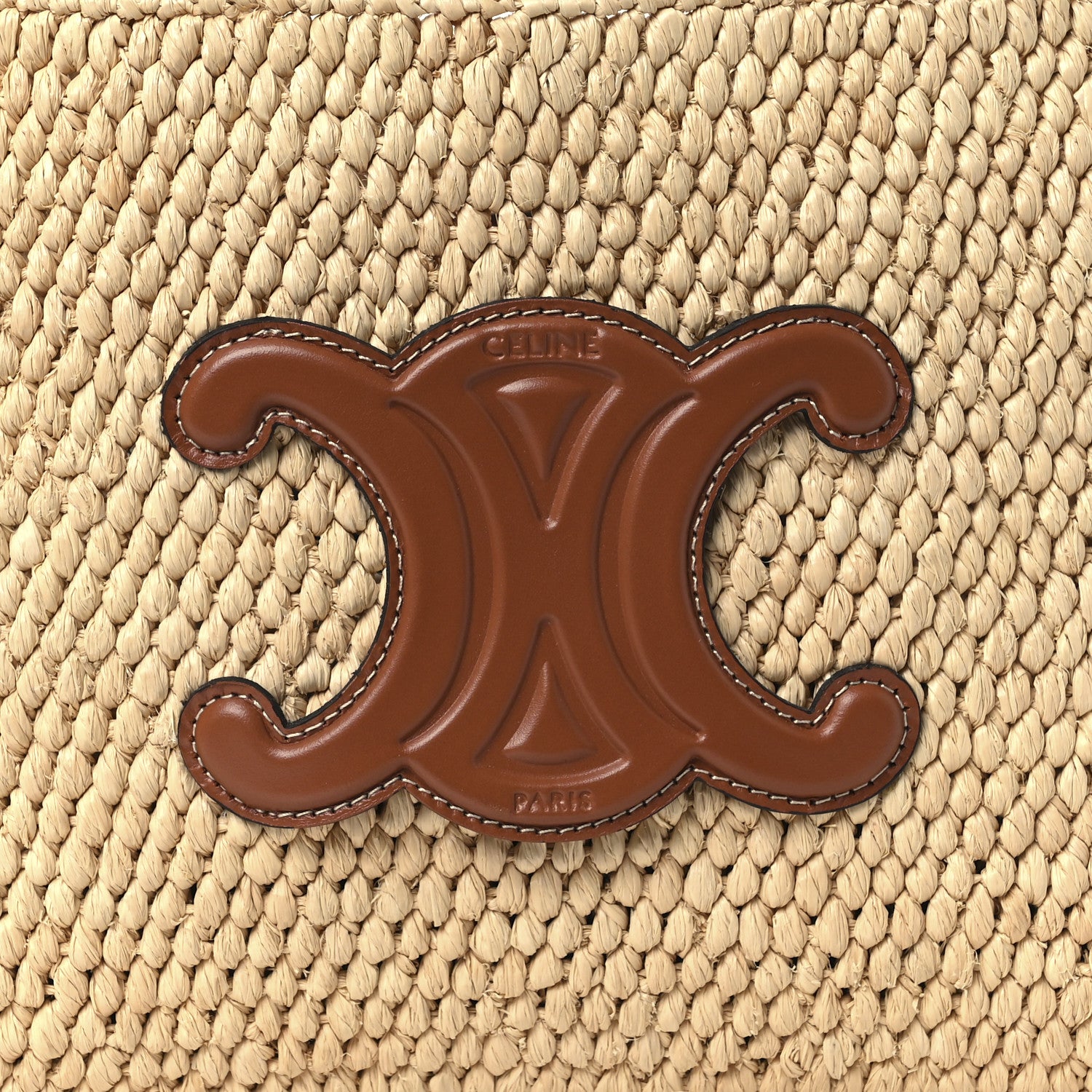 Celine Raffia Calfskin Triomphe Small Cabas Thais Tan 9 of 11
