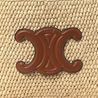 Celine Raffia Calfskin Triomphe Small Cabas Thais Tan 9 of 11
