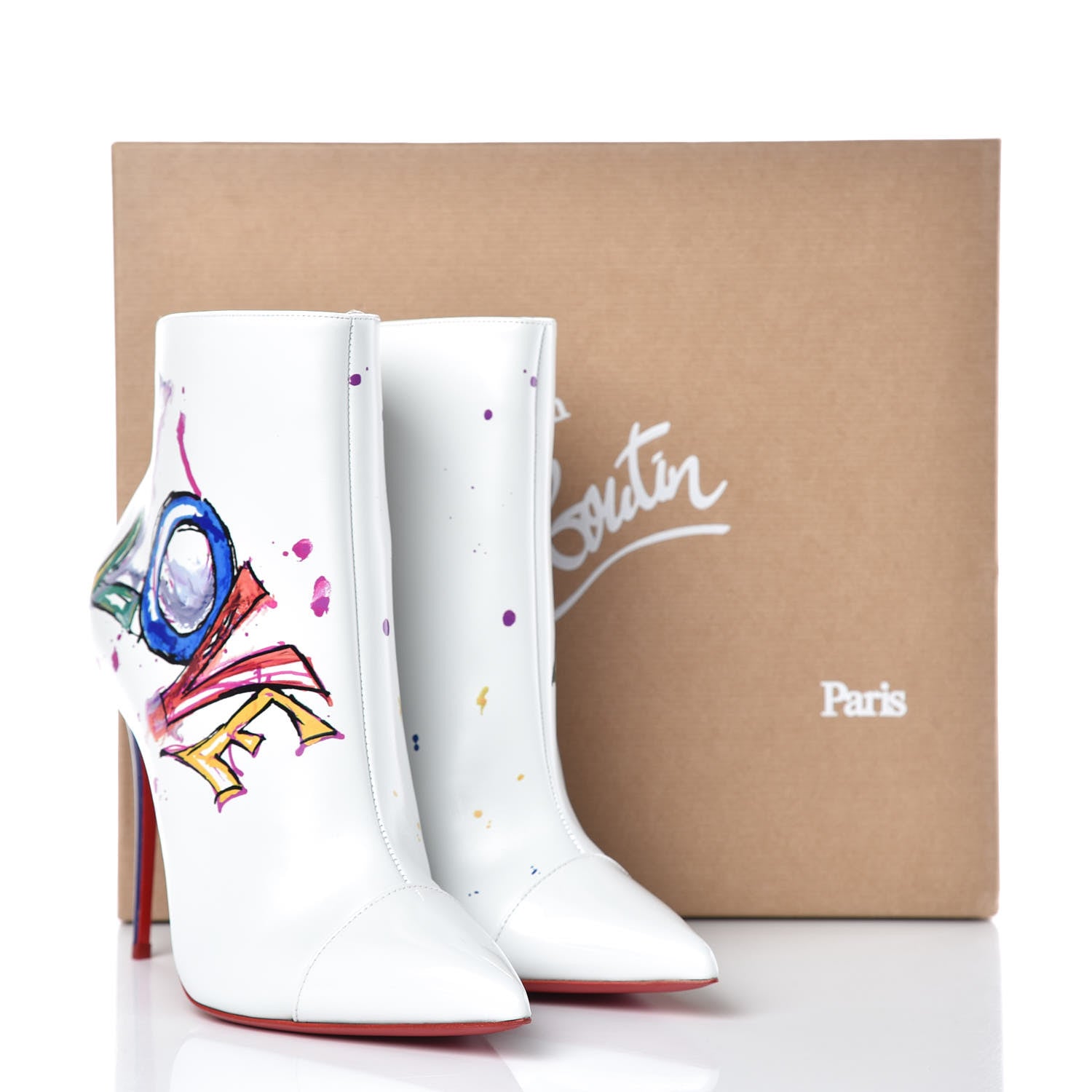 Christian Louboutin Calfskin In Love 100 Booties 40 White 9 of 9