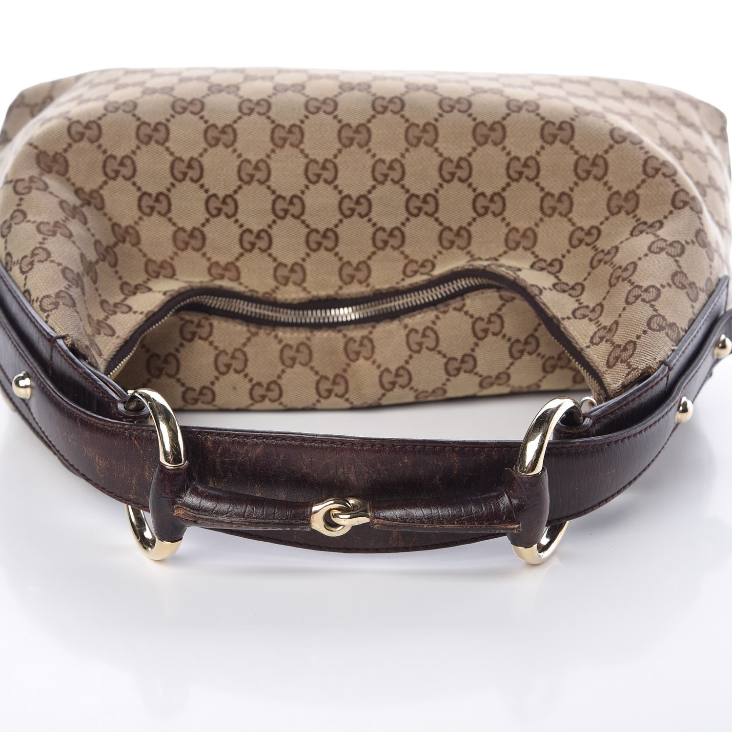 Gucci Monogram Medium Horsebit Chain Hobo Dark Brown 13 of 15