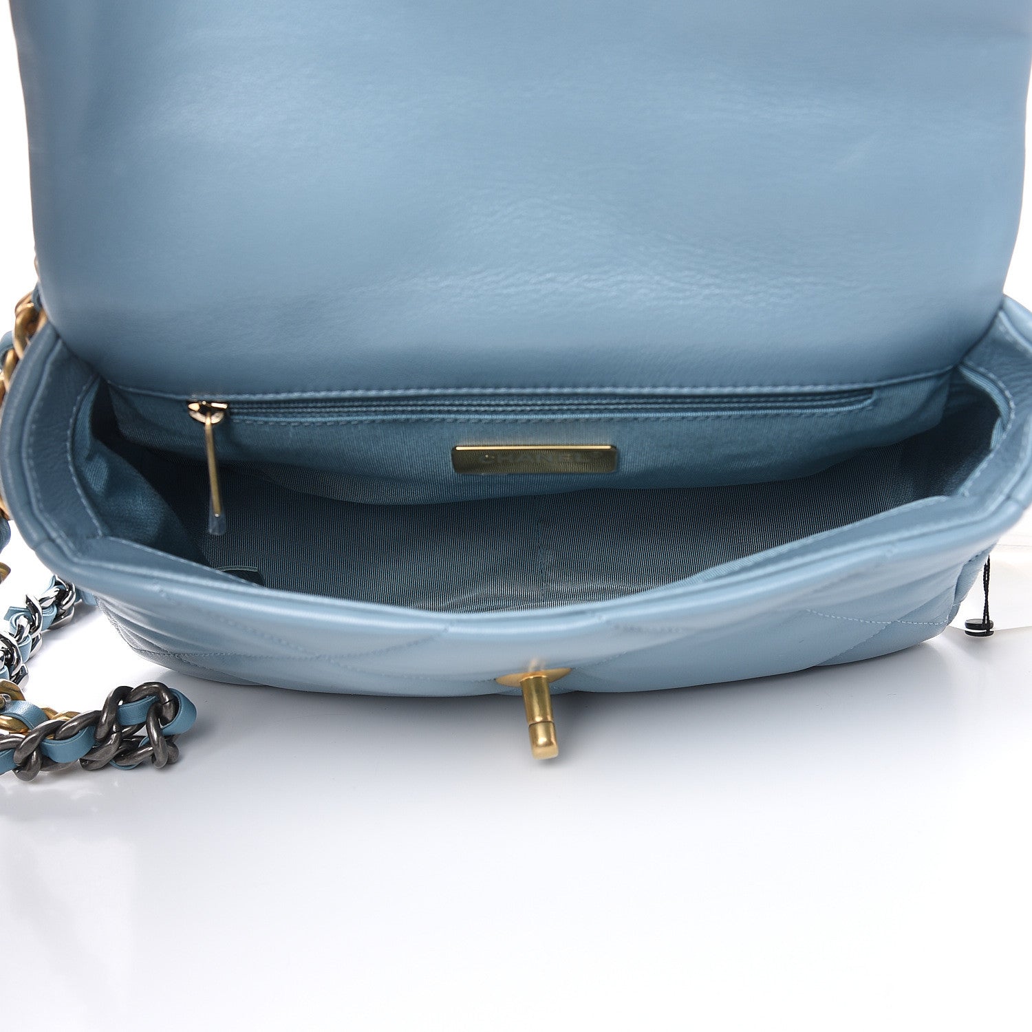Chanel Goatskin Quilted Medium 19 Flap Blue 5 of 11