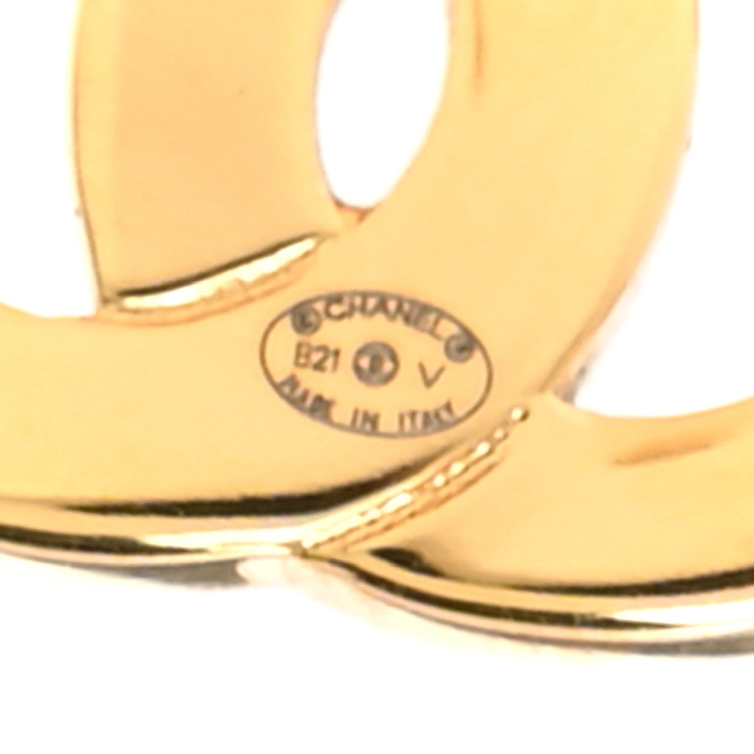 Chanel Metal CC Paris Button Stud Earrings Gold 4 of 5