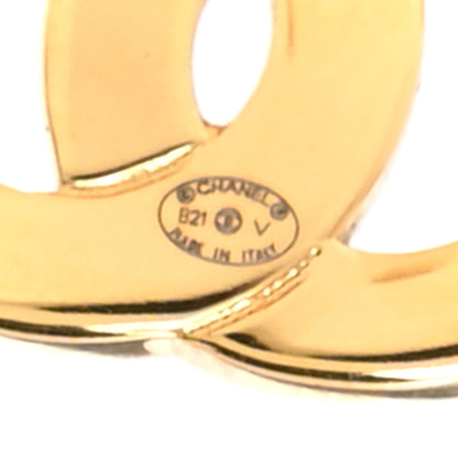 Chanel Metal CC Paris Button Stud Earrings Gold 4 of 5