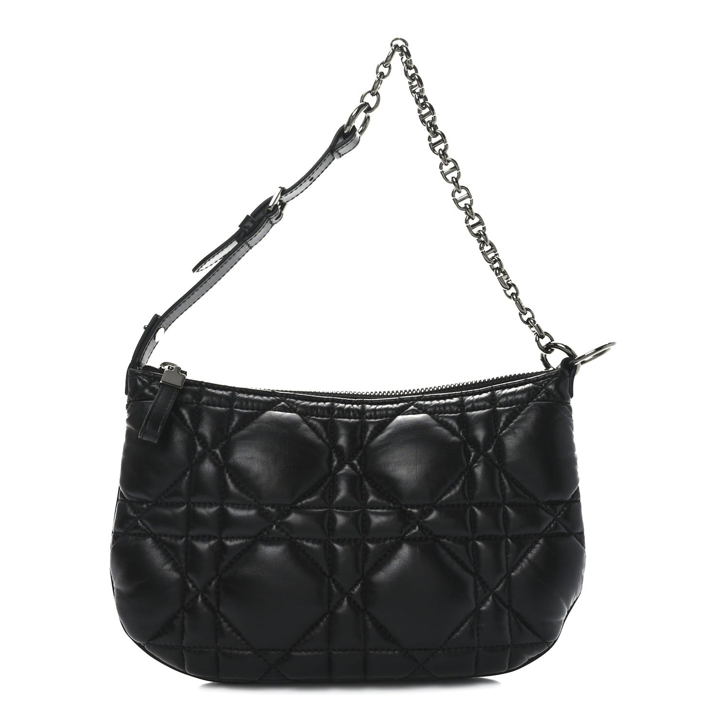 Calfskin Macrocannage Mini Dior Caro Tulip Bag Black