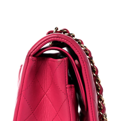 Chanel Lambskin Quilted Medium Double Flap Dark Pink 20 of 21