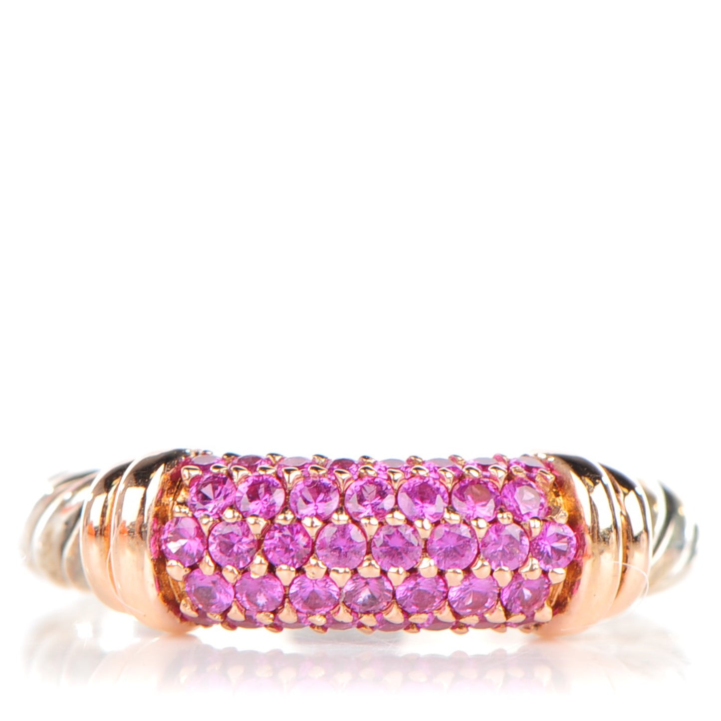Sterling Silver 18K Rose Gold Pink Sapphire Cable Candy Metro Ring 7.25