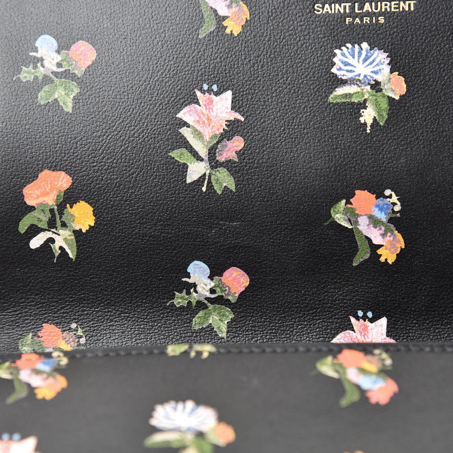 Saint Laurent Calfskin Prairie Flower Printed Small Monogram Clutch Black Multicolor 8 of 10