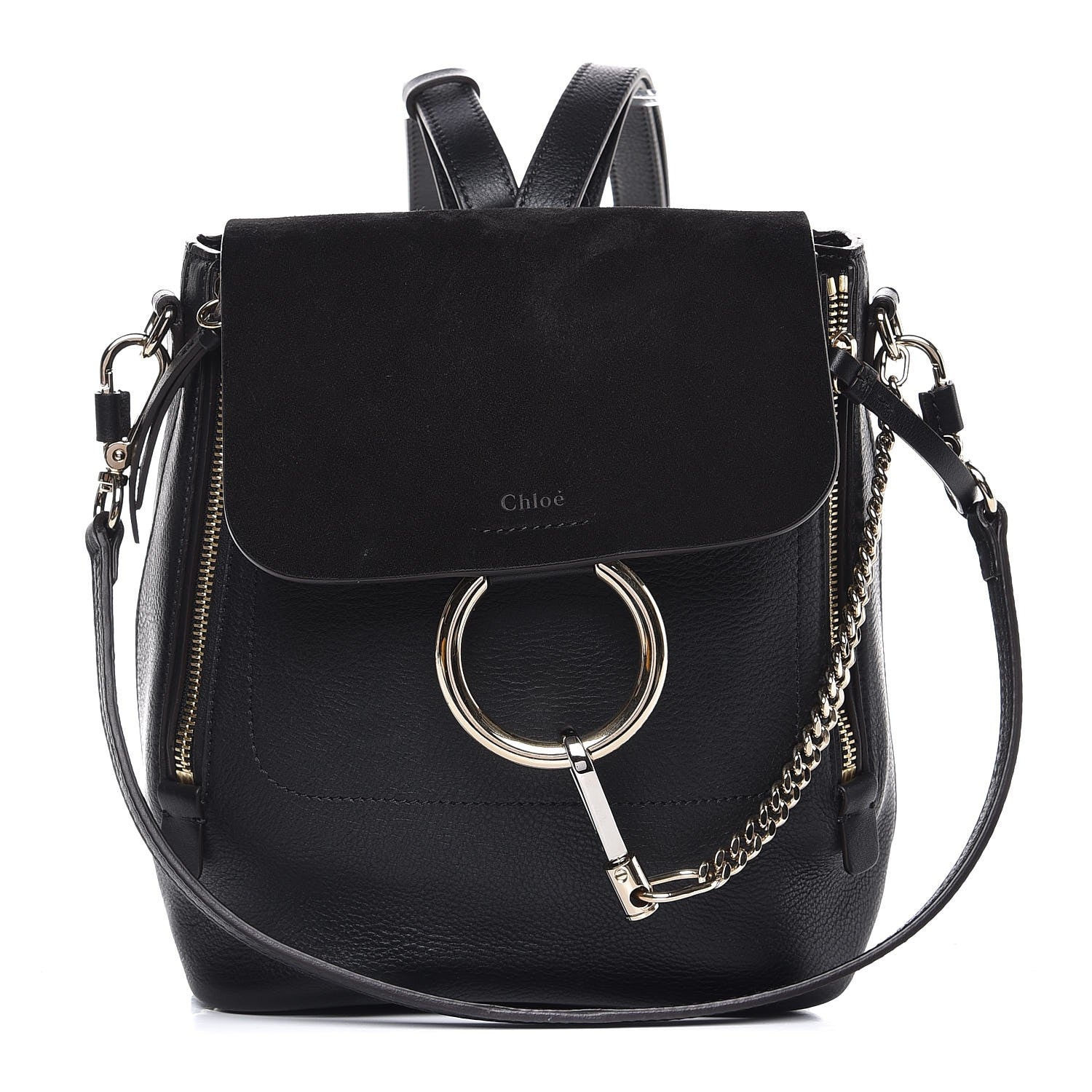 Chloe Suede Calfskin Small Faye Backpack Black 1 of 7