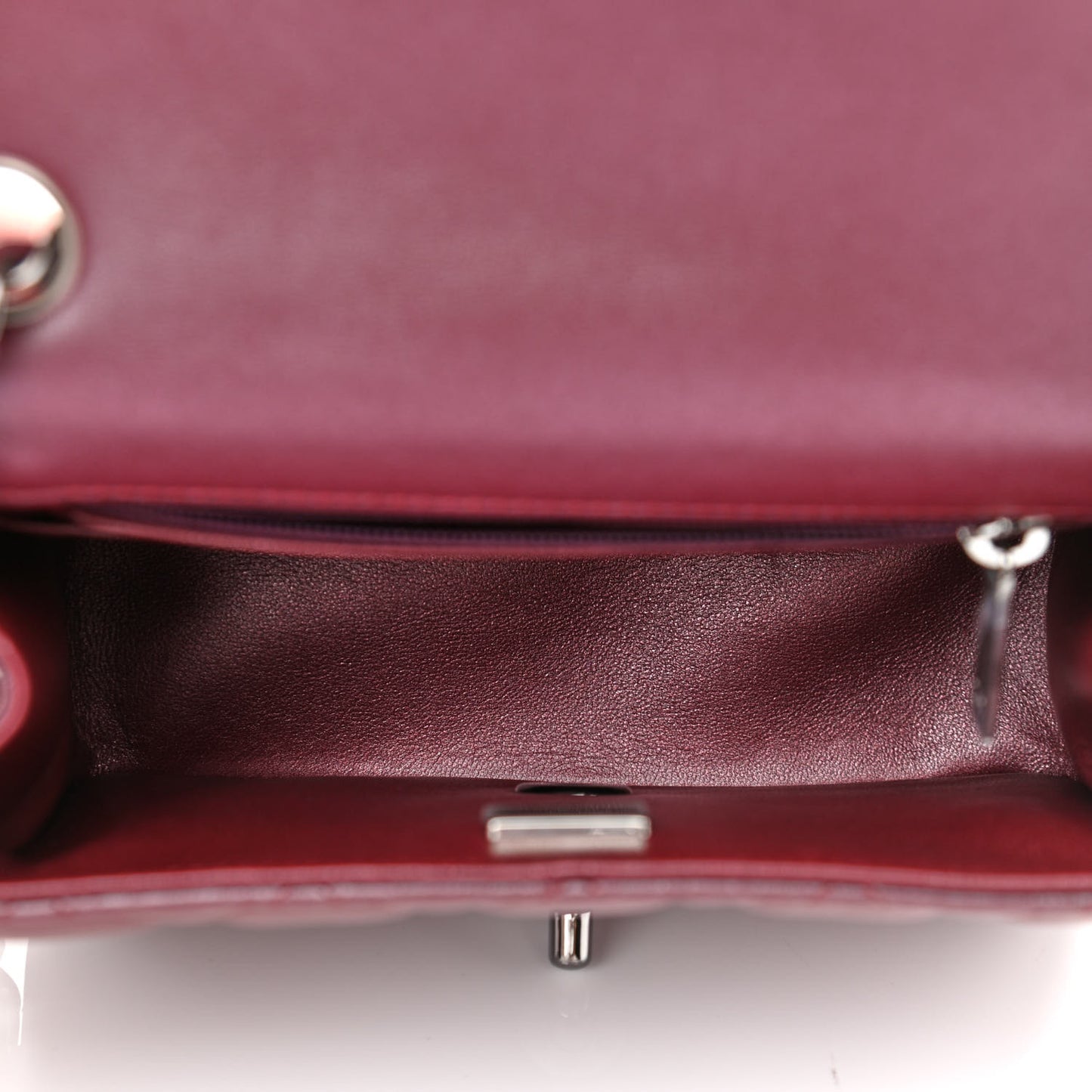 Iridescent Lambskin Quilted Mini Square Flap Burgundy