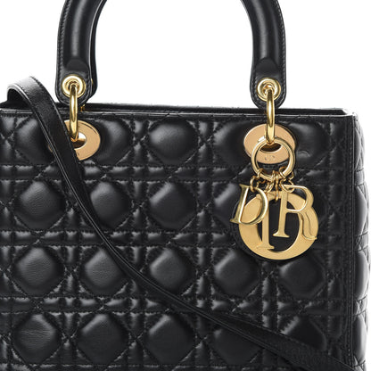 Christian Dior Lambskin Cannage Medium Lady Dior Black 8 of 16