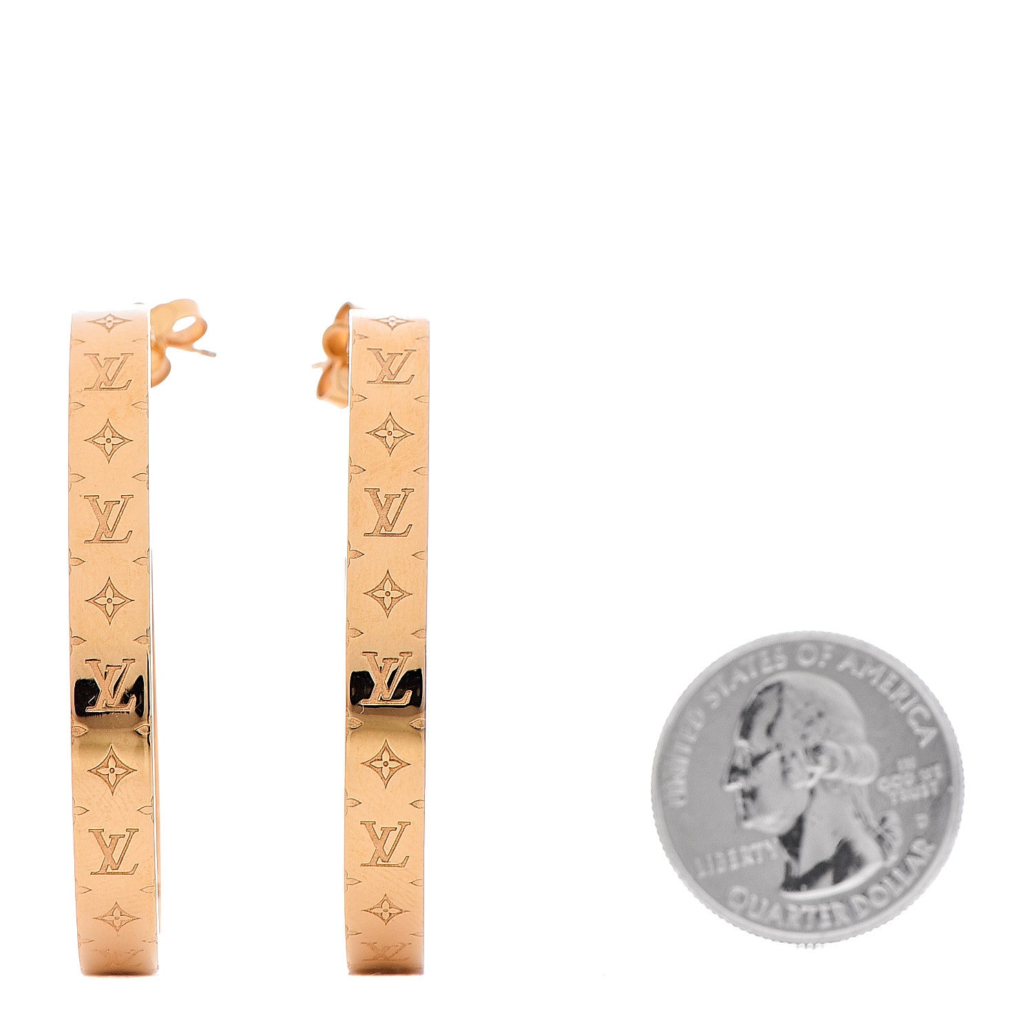 Louis Vuitton Nanogram Hoop Earrings Gold 2 of 6