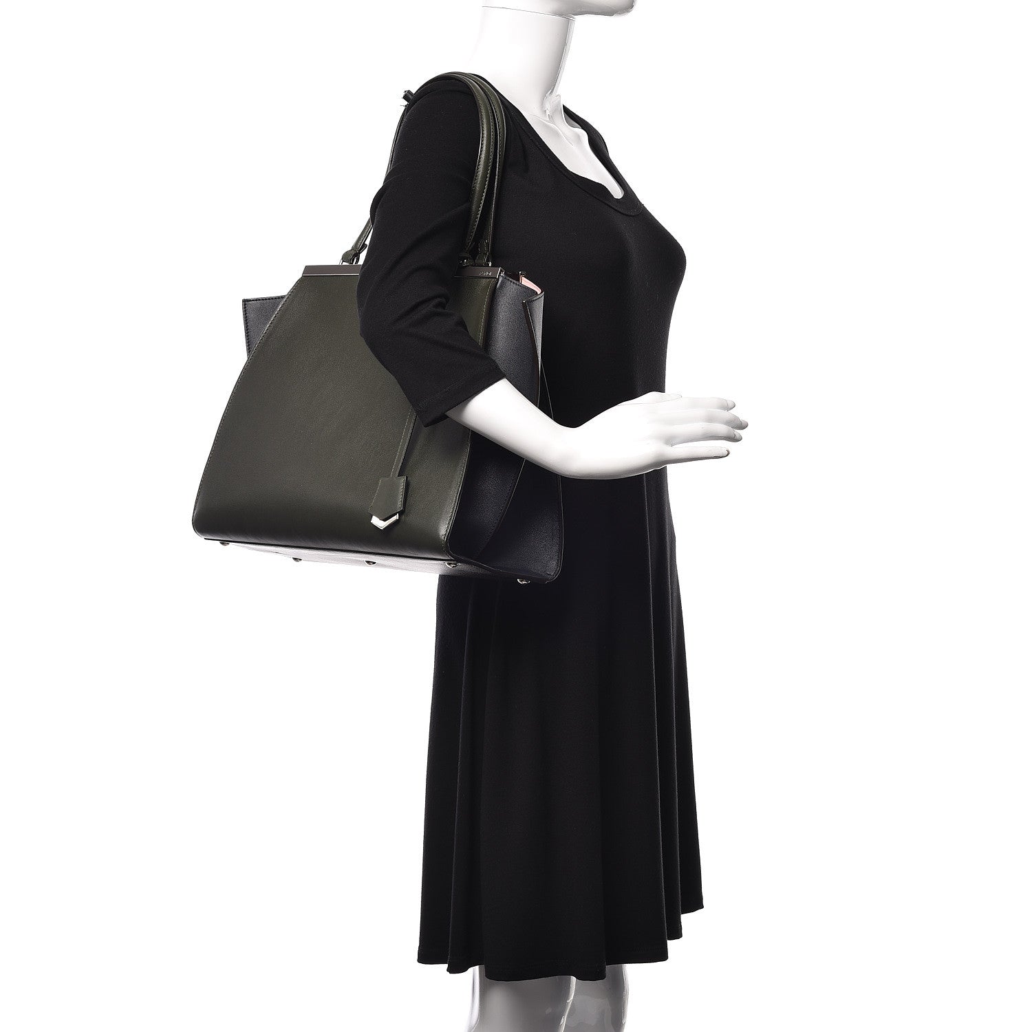 Fendi Vitello Large 3Jours Tote Verde Prato Blue Notte 2 of 17