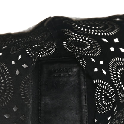 Prada City Calf Laser Cut Tote Black 7 of 12