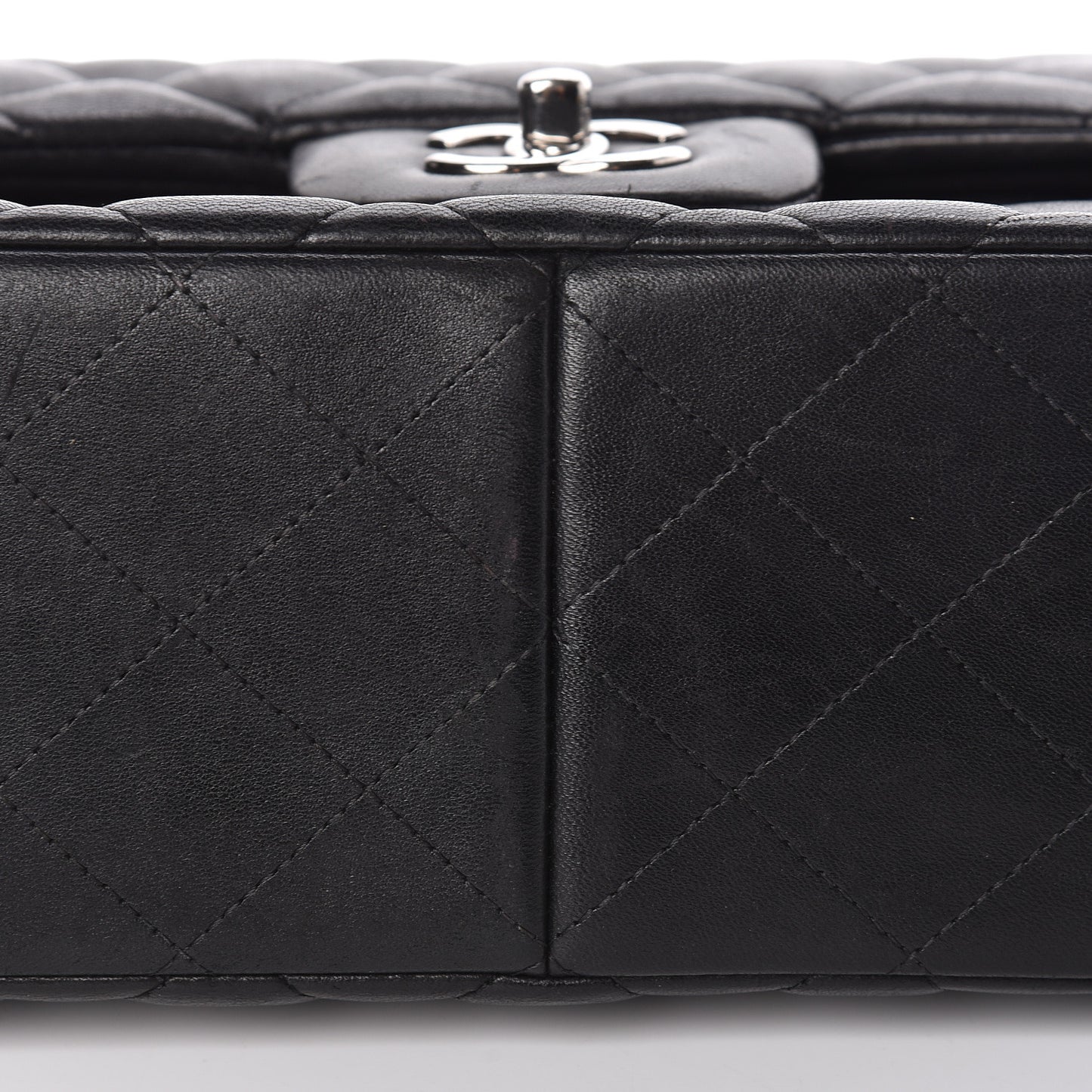 Lambskin Quilted Jumbo Double Flap Black
