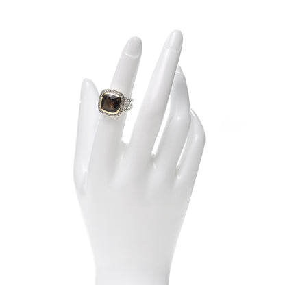 David Yurman Sterling Silver 18K Yellow Gold Diamond Smoky Quartz 11mm Albion Ring 51 5.75 2 of 4