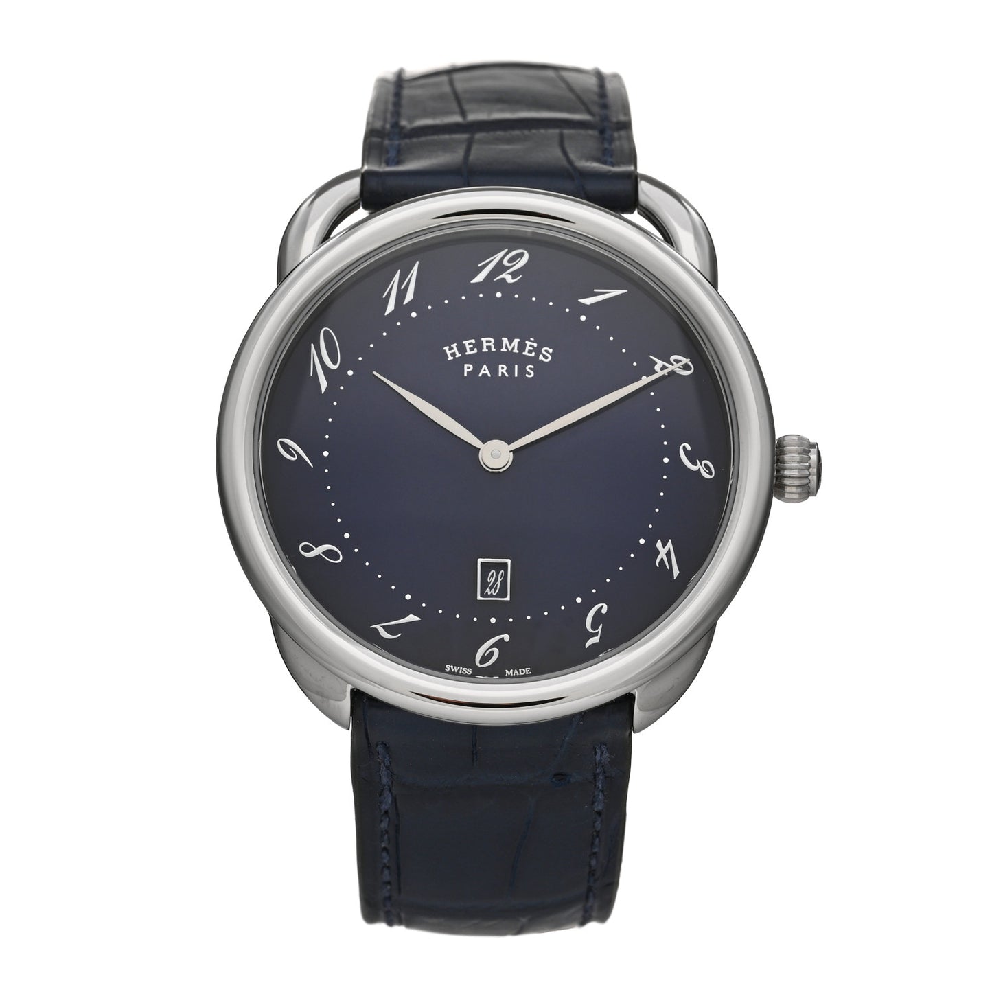 Stainless Steel Alligator 40mm Arceau Quartz Watch Bleu Abysse