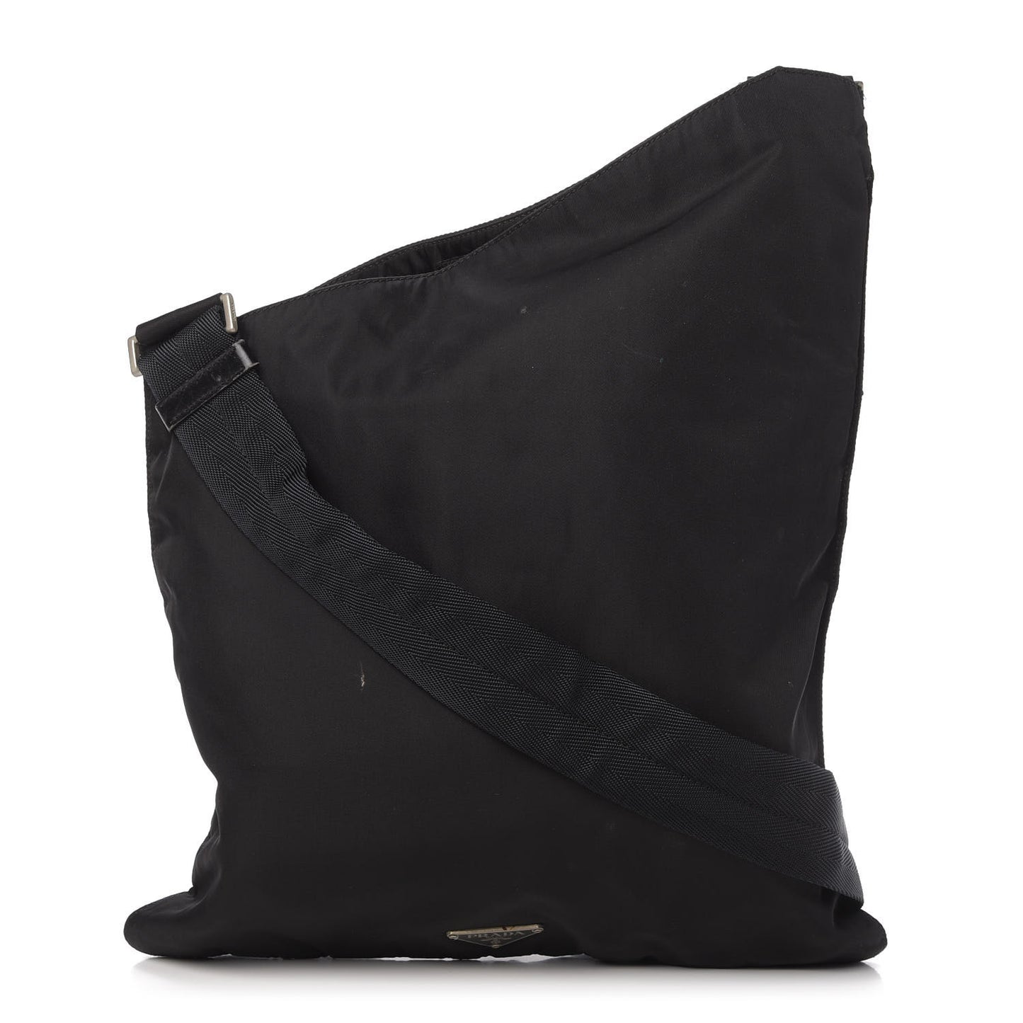 Nylon Flat Messenger Bag Black