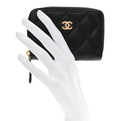 Chanel Caviar Quilted Zip Coin Purse Black 2 of 9