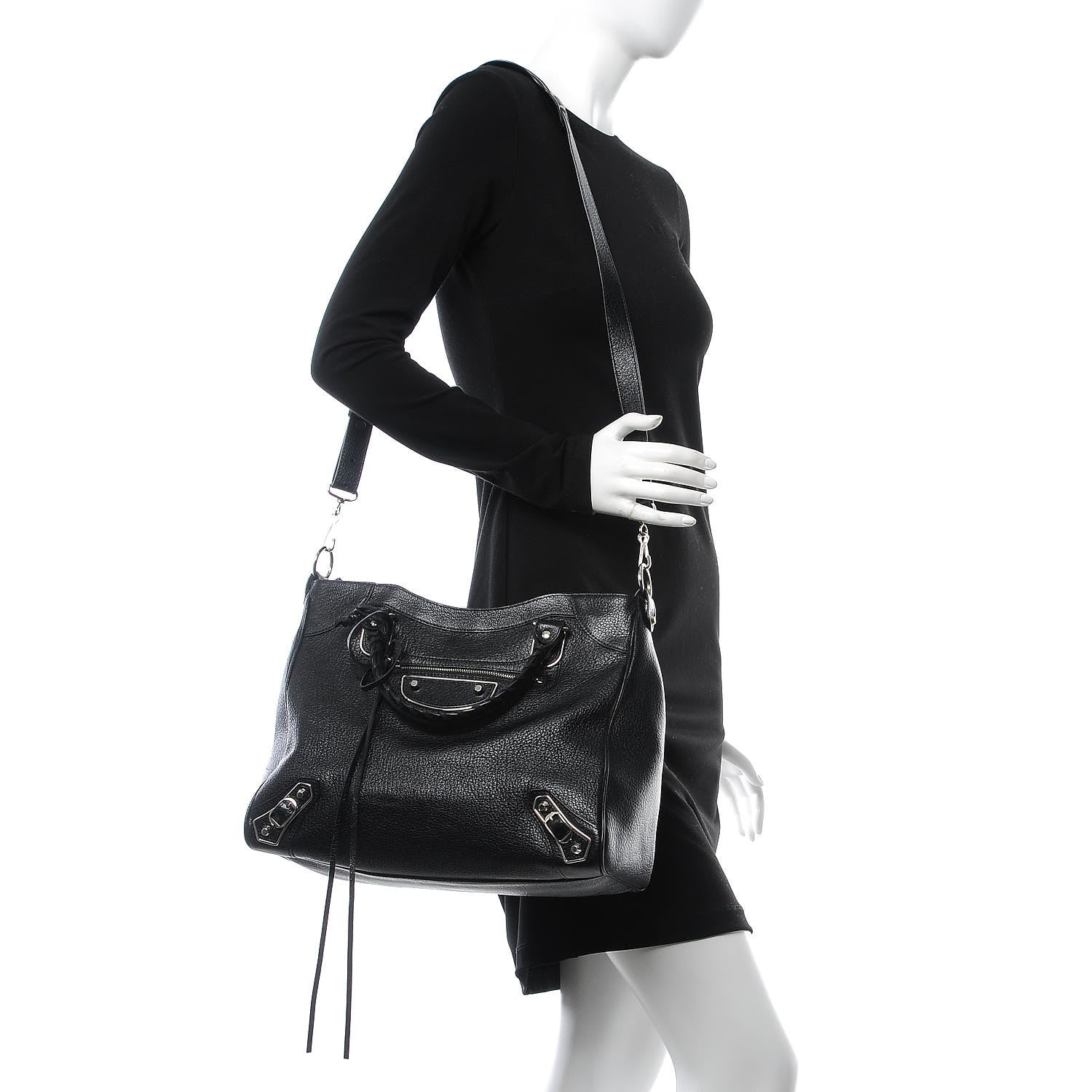 Balenciaga Chevre Silver Metallic Edge Hardware Velo Black 2 of 8