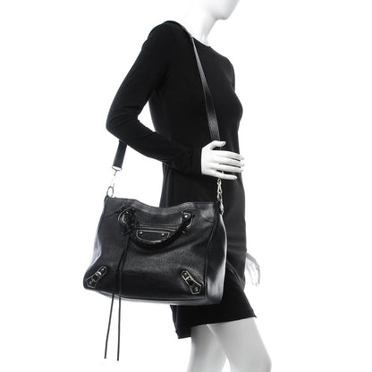 Balenciaga Chevre Silver Metallic Edge Hardware Velo Black 2 of 8