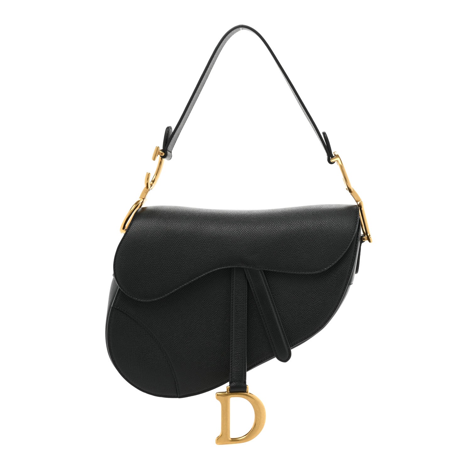 Christian Dior Grained Calfskin Saddle Bag Black 1 of 9