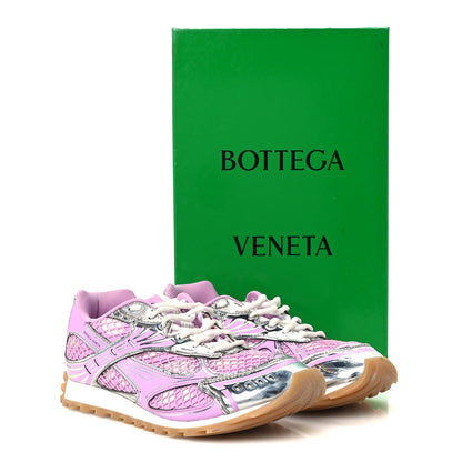 Bottega Veneta Calfskin Fishnet Fabric Orbit Sneakers 38 Gloss Silver 12 of 12