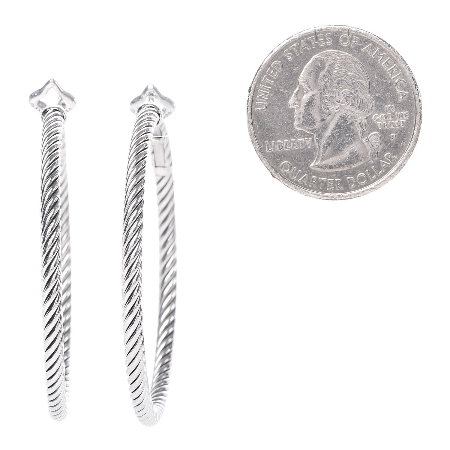 David Yurman Sterling Silver Medium Cable Classics Hoop Earrings 2 of 4