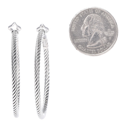 David Yurman Sterling Silver Medium Cable Classics Hoop Earrings 2 of 4