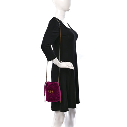 Gucci Velvet Matelasse GG Marmont Bucket Bag Light Raspberry Rose 2 of 8