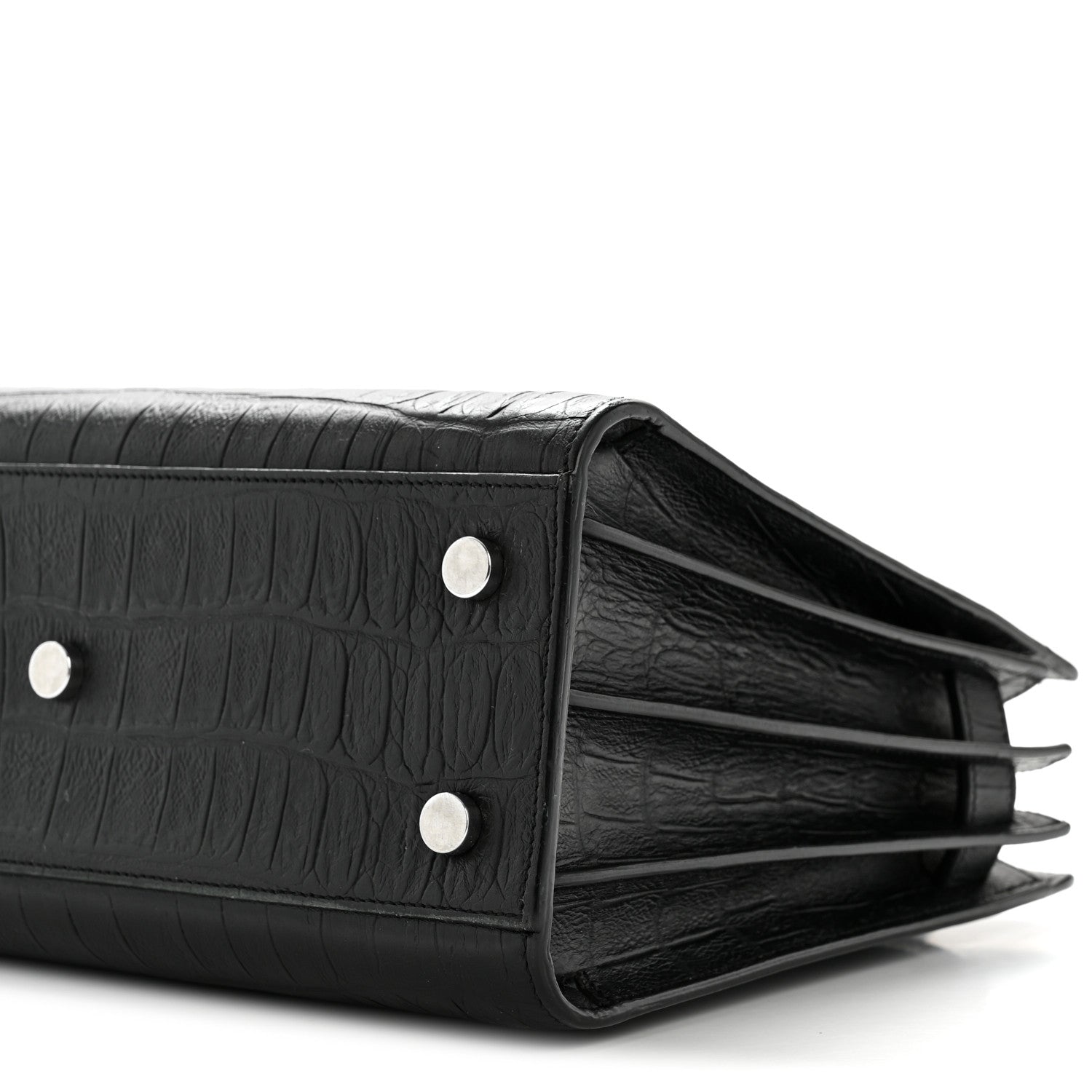 Saint Laurent Calfskin Crocodile Embossed Baby Sac De Jour Black 10 of 14