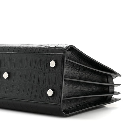 Saint Laurent Calfskin Crocodile Embossed Baby Sac De Jour Black 10 of 14