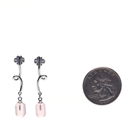 Tiffany Sterling Silver Rose Quartz Twirl Drop Earrings 2 of 4