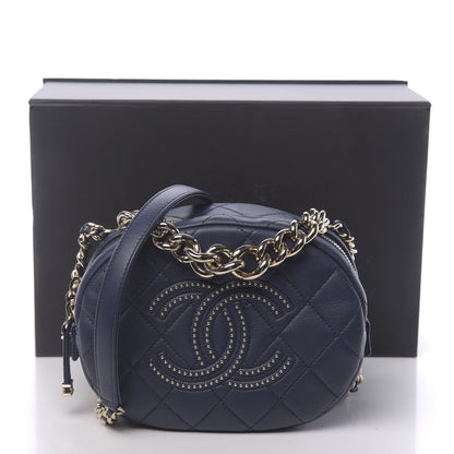 Chanel Lambskin Quilted Studded Camera Case Navy 11 of 11